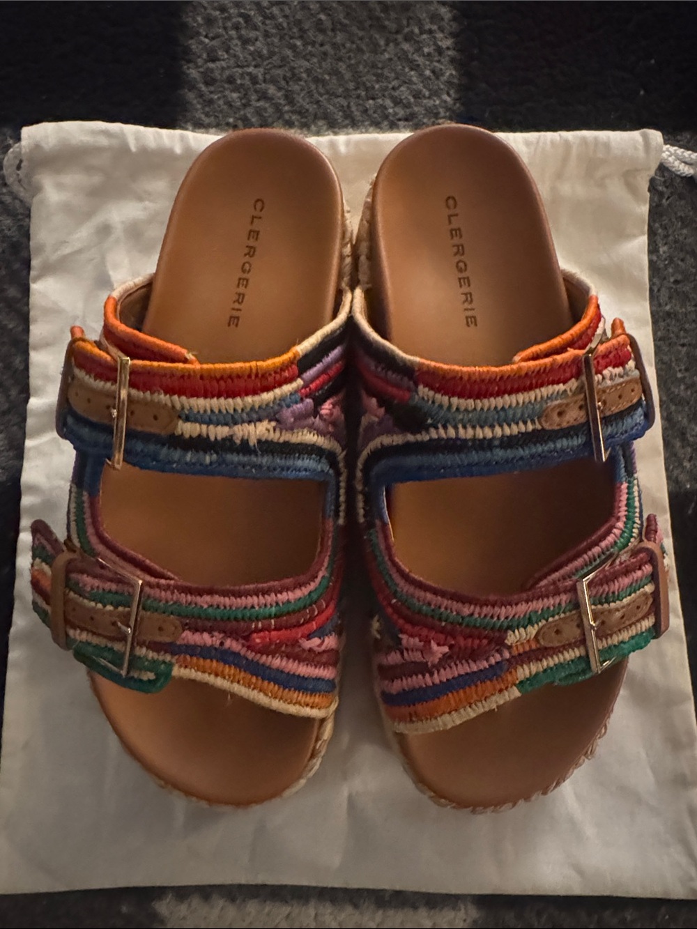 Robert Clergerie Multicolor Striped Kids Buckle Sandals